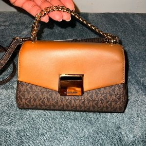 Michael Kors Lita Small Two-Tone Logo And Leather Crossbody Bag